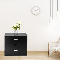 [FCH] Modern Simple 3-Drawer Table Nightstand Dresser Black