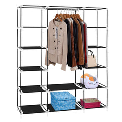 69" Portable Clothes Closet Wardrobe Storage Organizer with Non-Woven Fabric Quick and Easy to Assemble Extra Strong and Durable Black