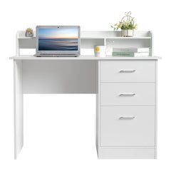 FCH 110*50*95cm Particleboard Paste Triamine Desktop Storage Layer Three Drawers Computer Desk White Wood Grain