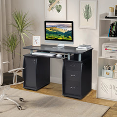 FCH 115* 55*74cm Black PB Wood 15mm Portable 1pc Door with 3pcs Drawers Computer Desk